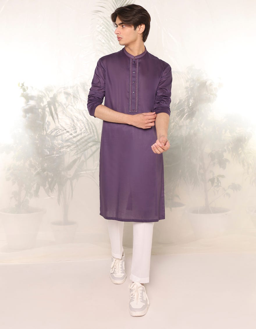 PURPLE COTTON KURTA | JTK-S-46354