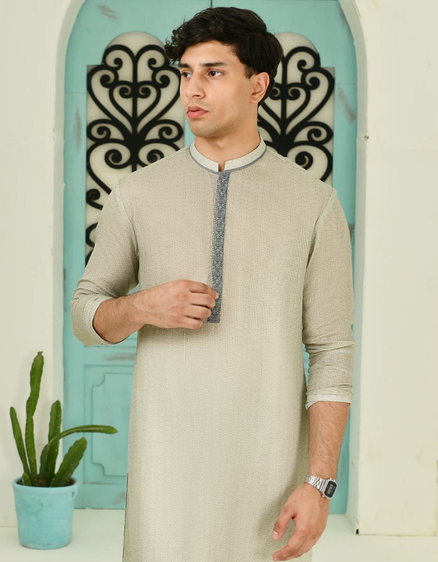 DULL GREEN BLENDED KURTA | JTK-S-46373