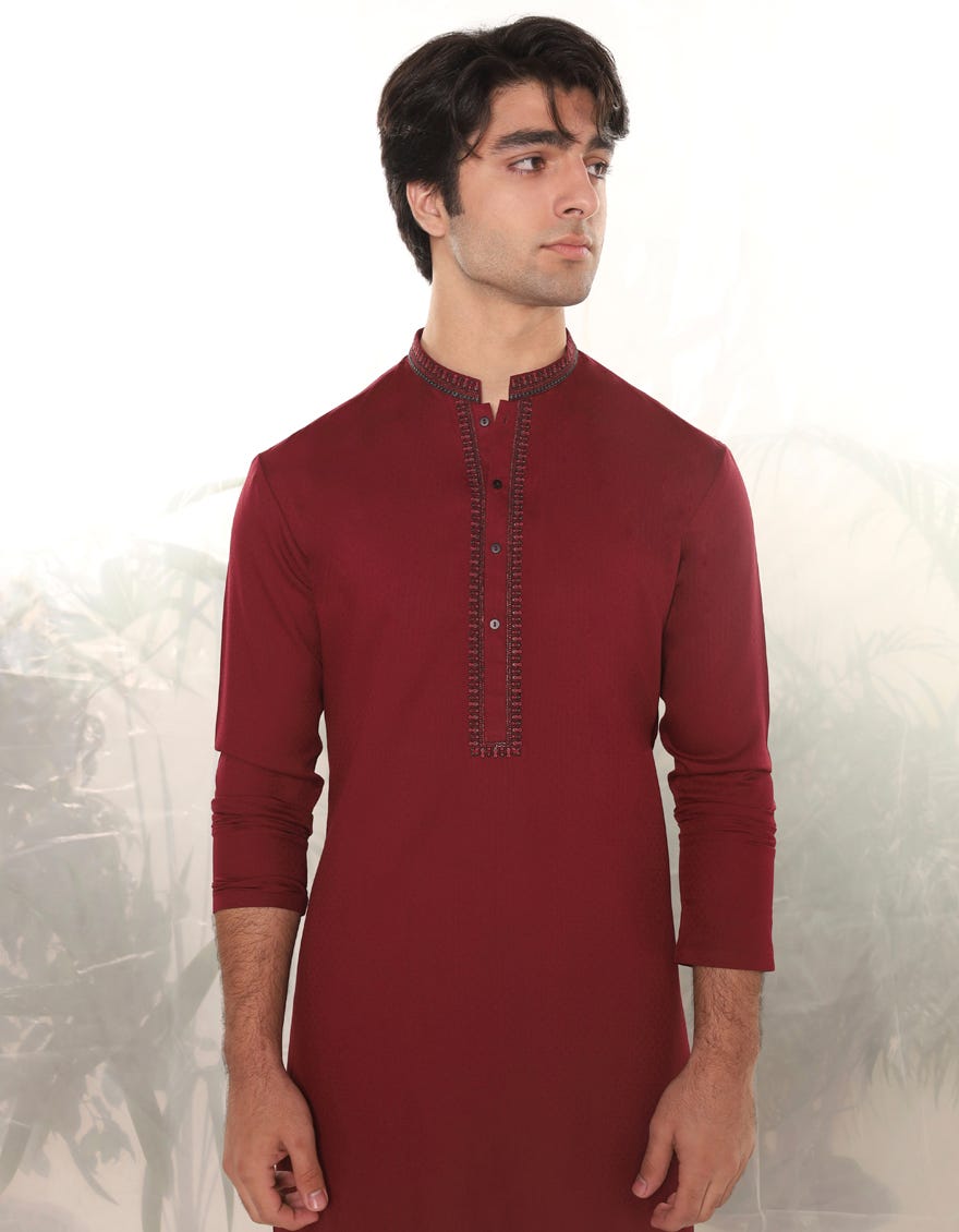 MAROON BLENDED KURTA | JTK-A-46377