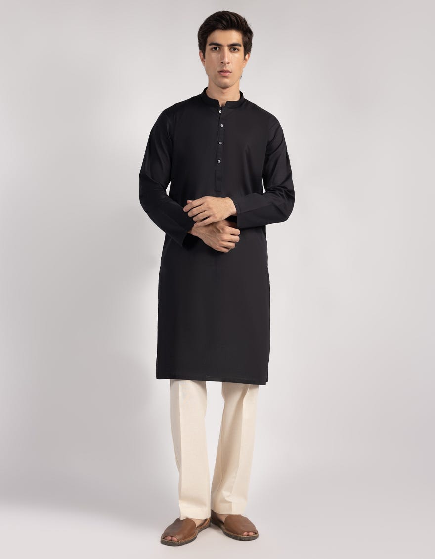 BLACK COTTON KURTA