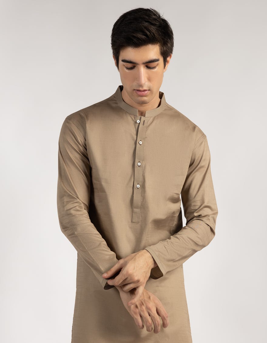 BROWN COTTON KURTA