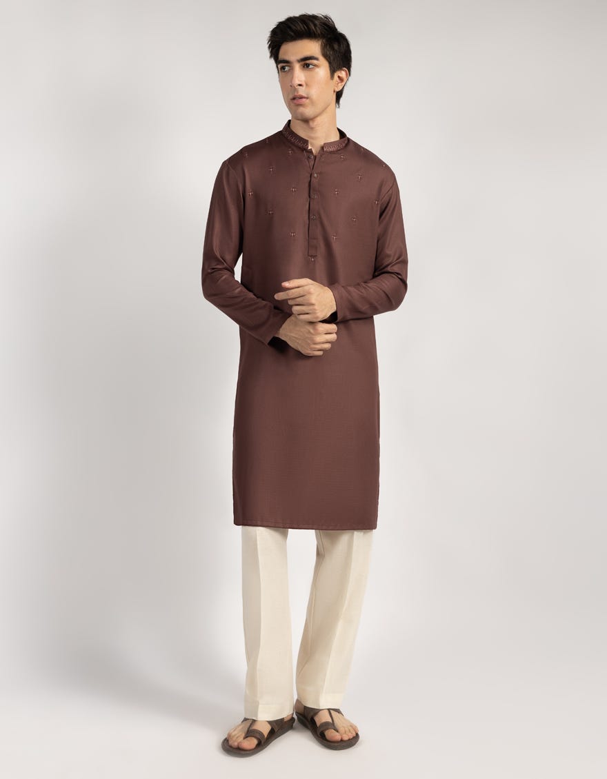 BROWN BLENDED KURTA