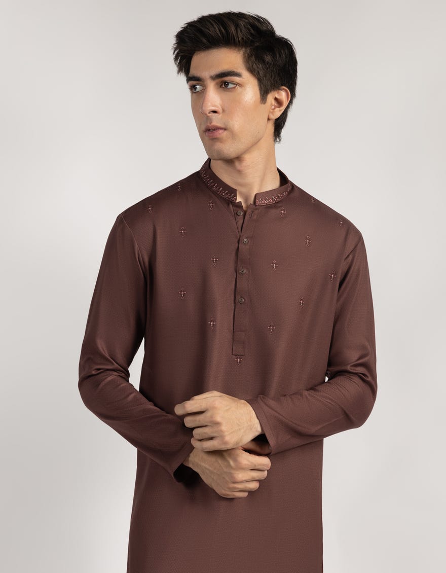 BROWN BLENDED KURTA