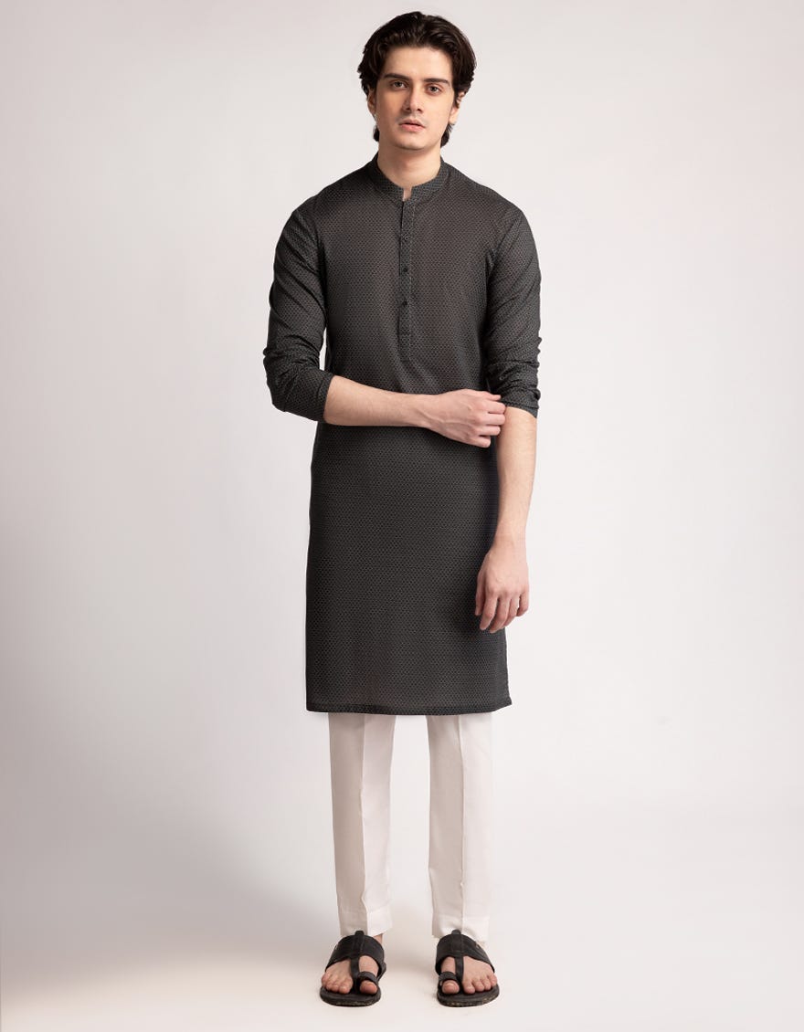 BLACK COTTON KURTA