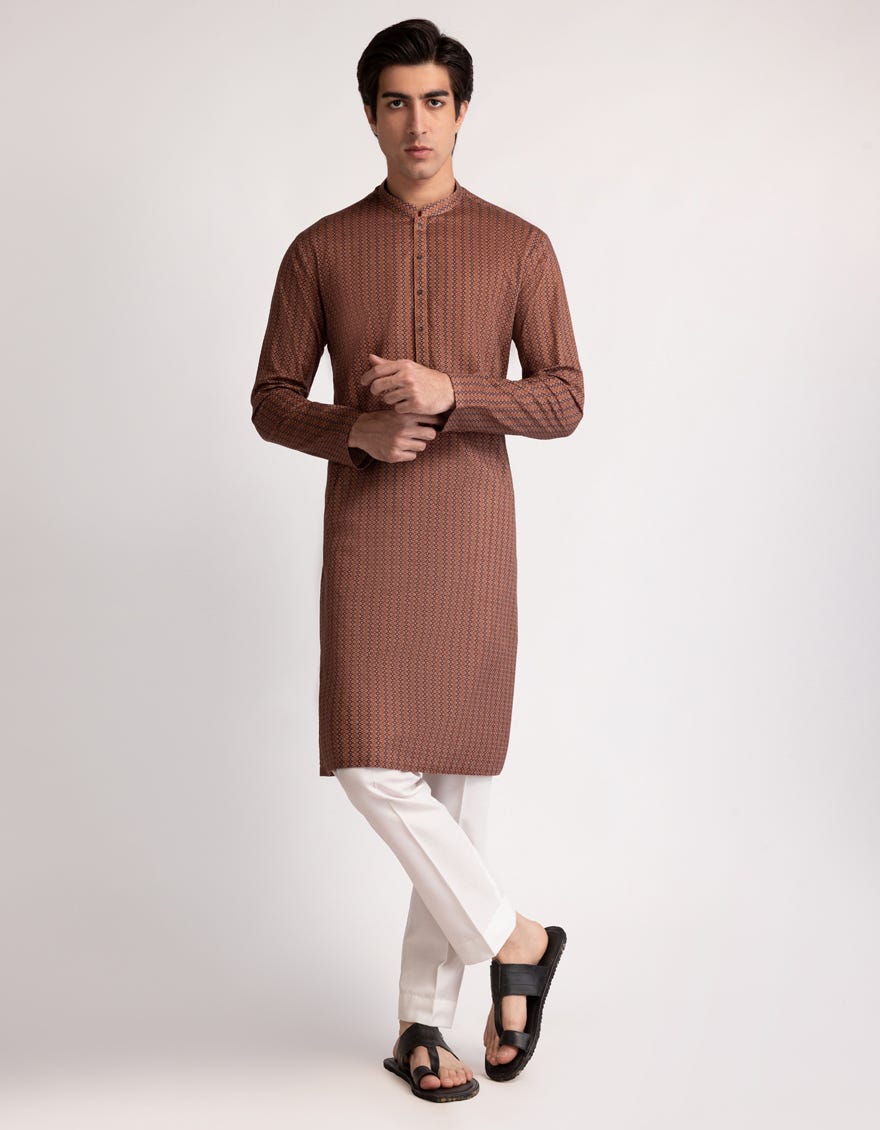 BROWN COTTON KURTA
