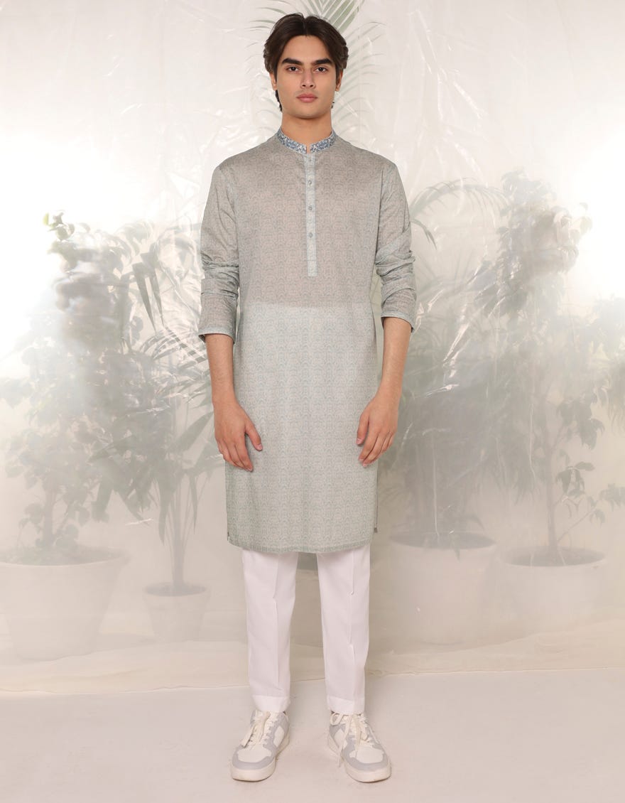 Light Green Cotton Teen Boy's Kurta | Jtk-S-90444