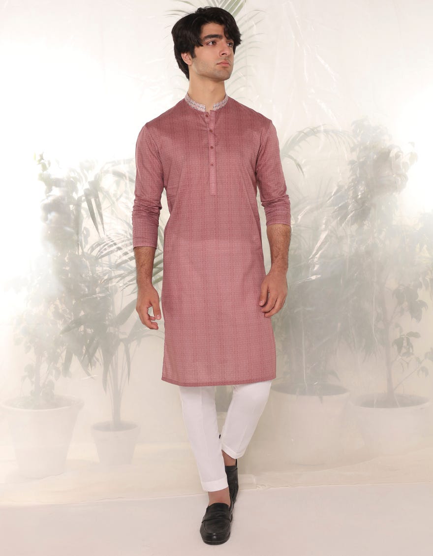 Tea Pink Cotton Teen Boy's Kurta | Jtk-S-90458