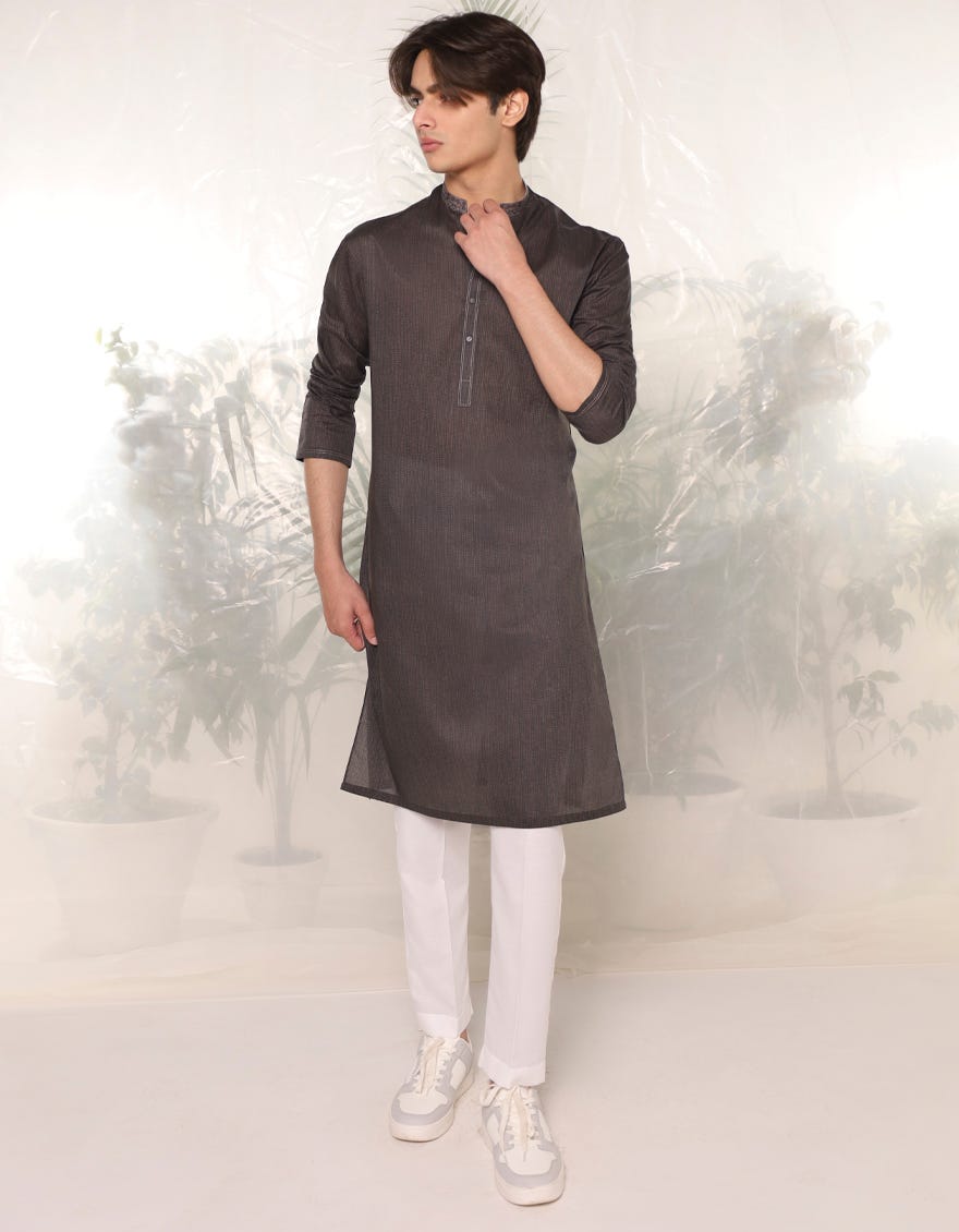 Coffee Brown Cotton Teen Boy's Kurta | Jtk-S-90460