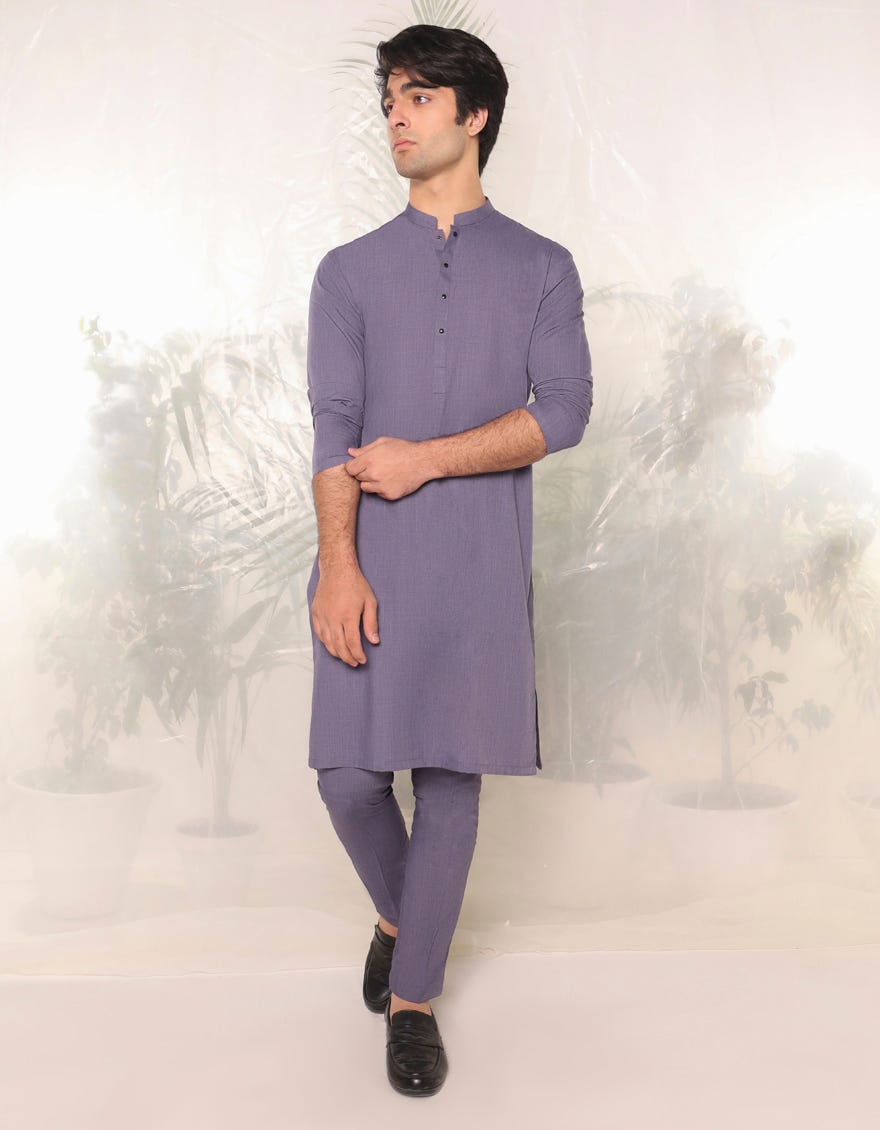 Dark Mauve Blended Kurta Pajama | Jtkp-A-39147