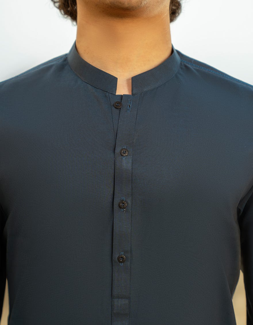 DARK BLUE COTTON CASUAL KURTA TROUSERS|JTKPA39283