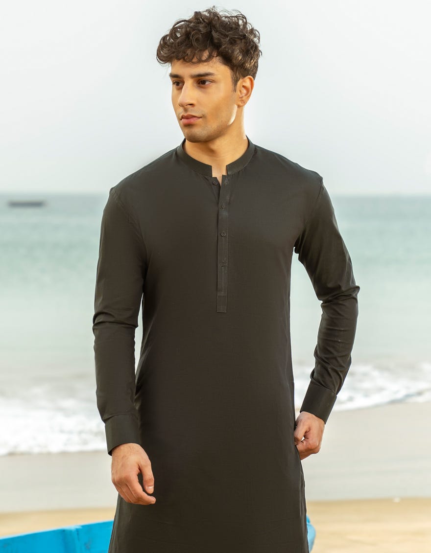 FOREST GREEN COTTON CASUAL KURTA TROUSERS|JTKPA39285
