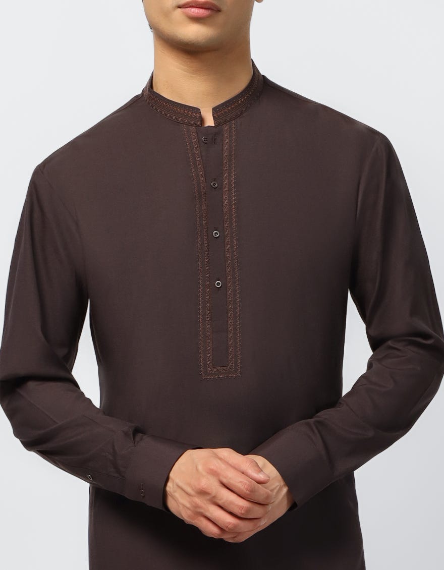 DEEP BROWN SEMI-FORMAL KURTA TROUSERS