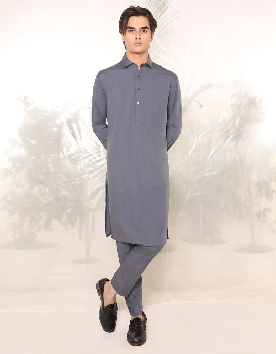 GREY BLENDED KURTA PAJAMA | JTKP-A-46417