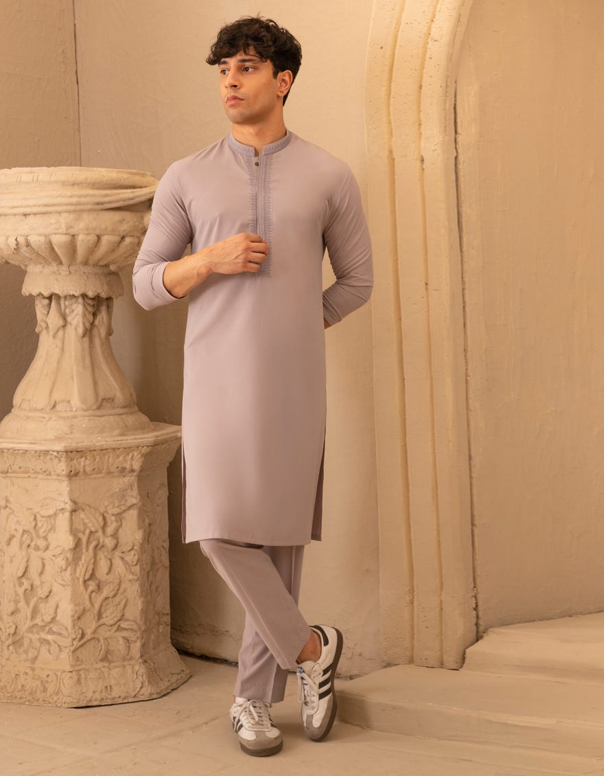 GREY BLENDED KURTA TROUSER
