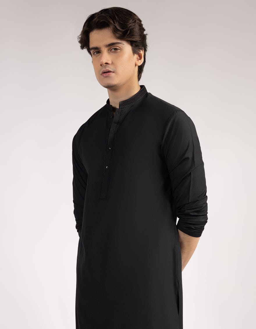 BLACK BLENDED KURTA TROUSERS