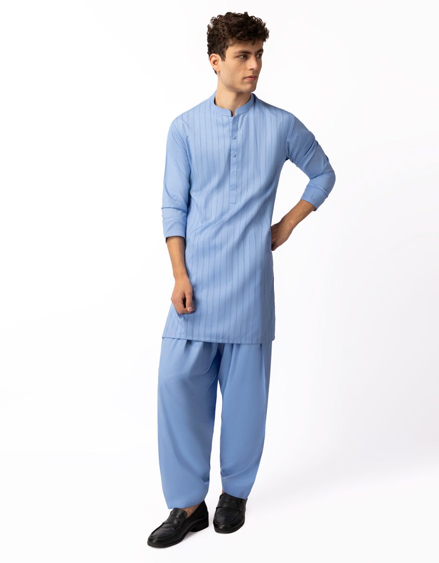 SKY BLUE CASUAL KURTA TROUSERS