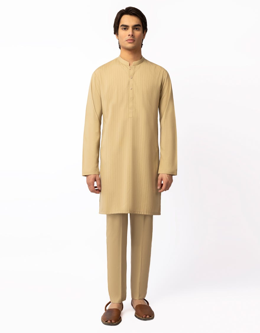 BEIGE CASUAL KURTA TROUSERS