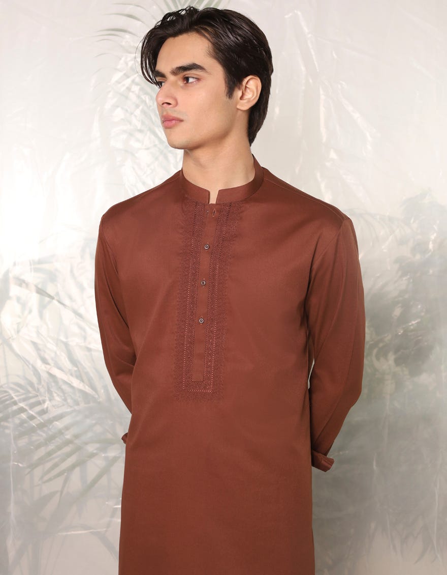 BROWN BLENDED KAMEEZ SHALWAR | JTKS-A-34751