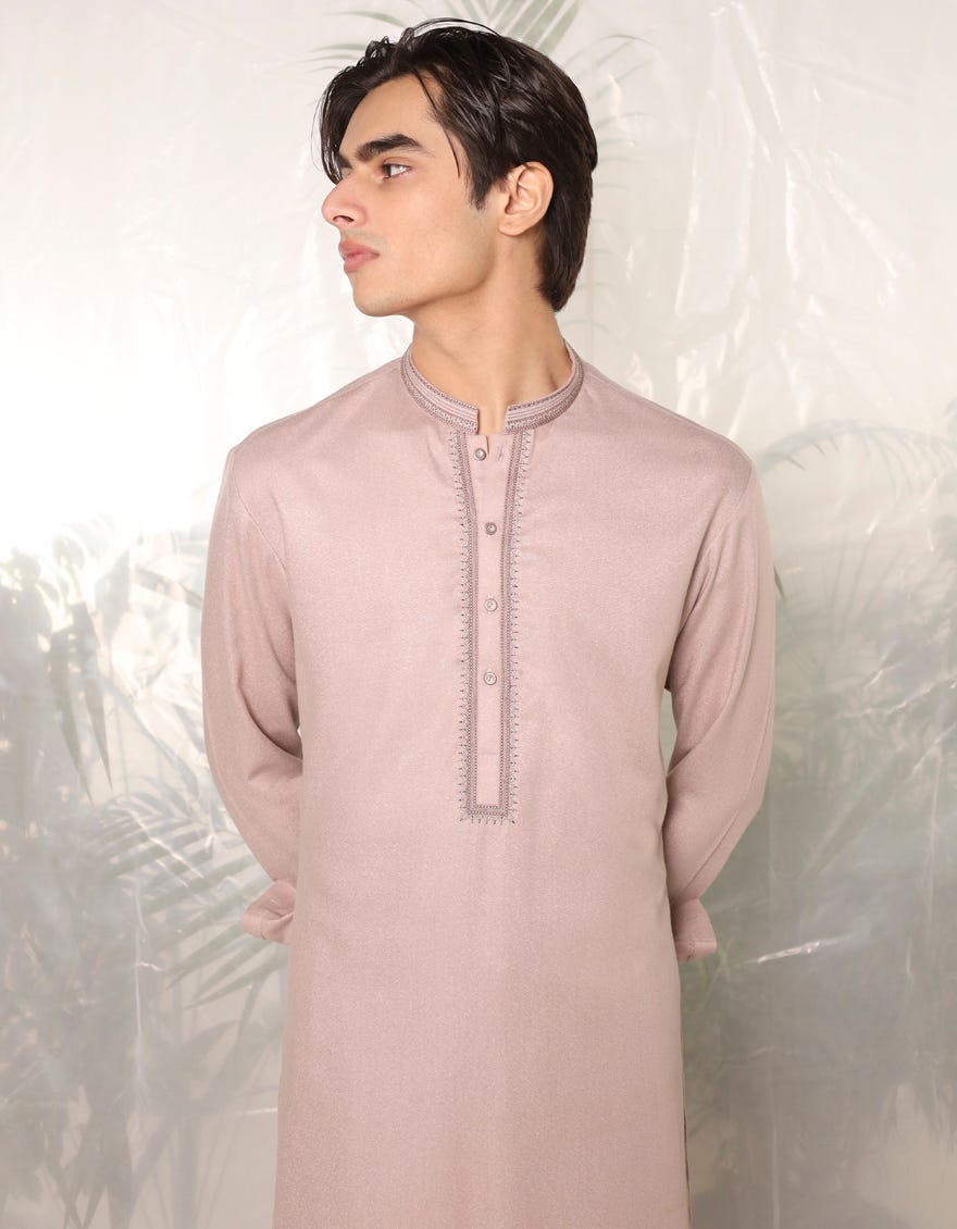 Dull Brown Blended Teen Boy's Kameez Shalwar | Jtks-A-34755