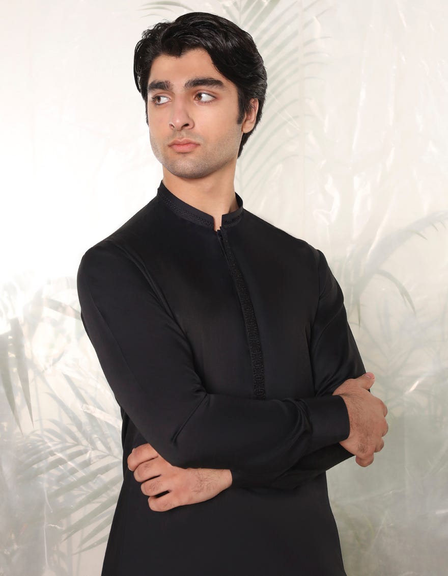 BLACK BLENDED KAMEEZ SHALWAR | JTKS-A-34764