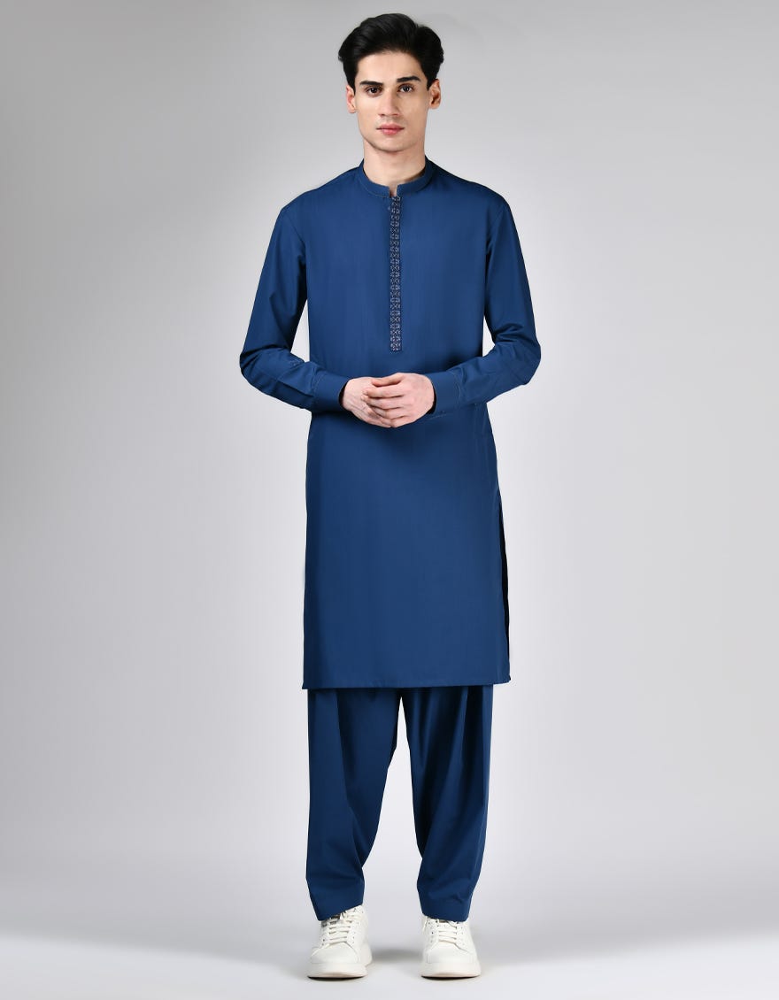 BLUE BLENDED KAMEEZ SHALWAR | JTKS-A-34935