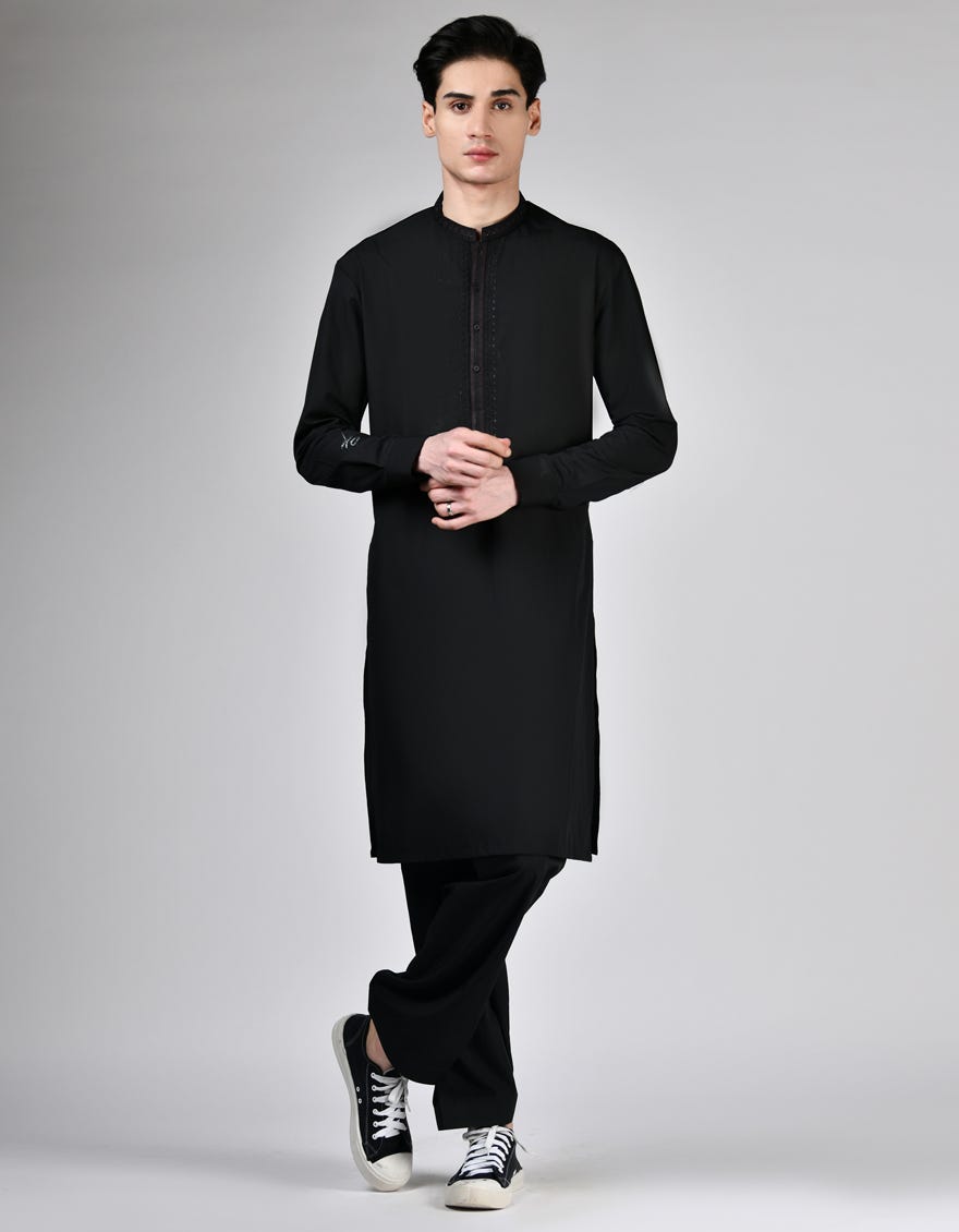 BLACK BLENDED KAMEEZ SHALWAR | JTKS-A-34937