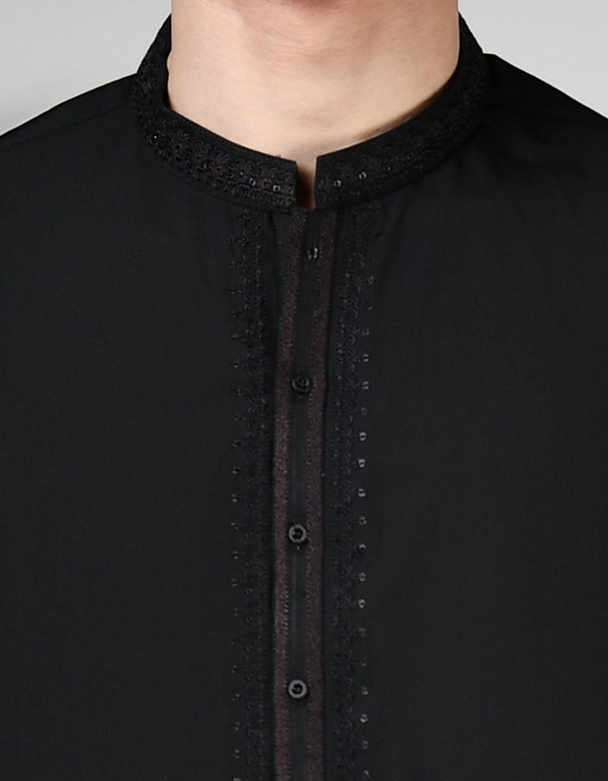 BLACK BLENDED KAMEEZ SHALWAR | JTKS-A-34937