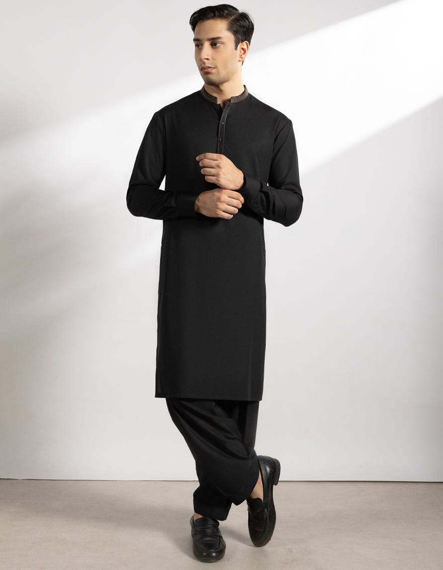 BLACK BLENDED KAMEEZ SHALWAR