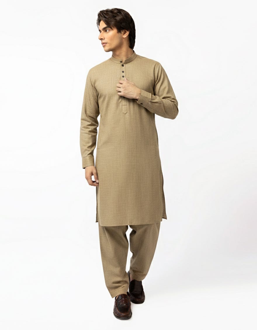 LIGHT BEIGE CASUAL KAMEEZ SHALWAR