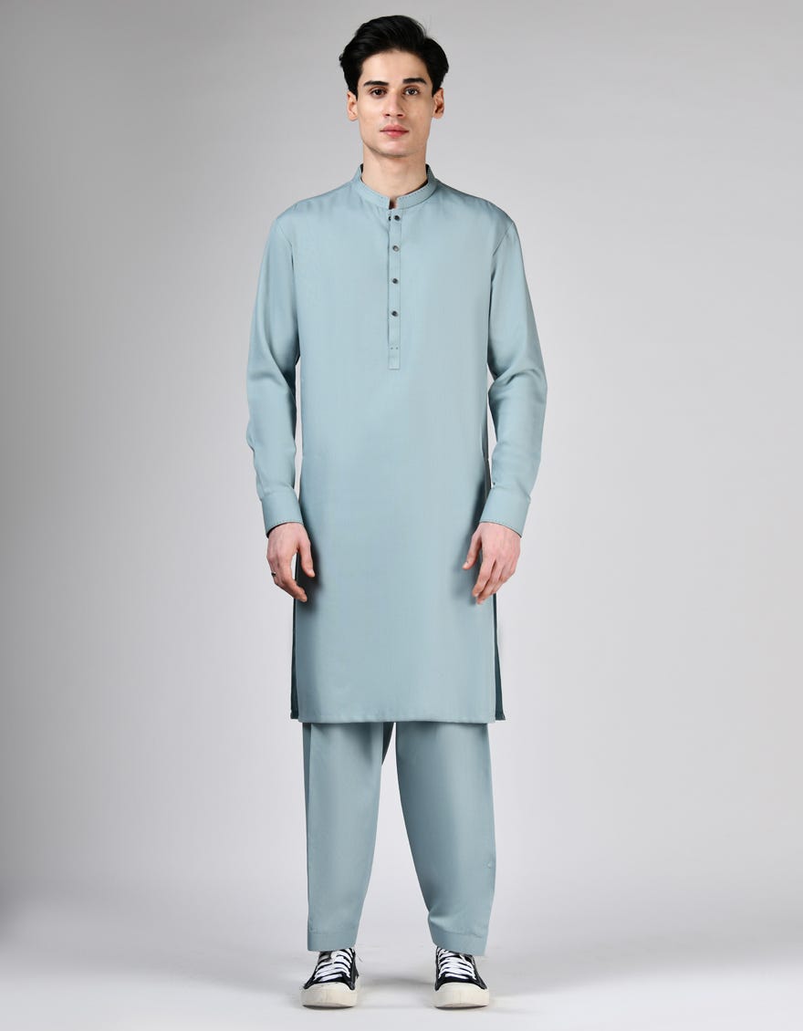 LIGHT GREEN BLENDED KAMEEZ SHALWAR | JTKS-A-46502
