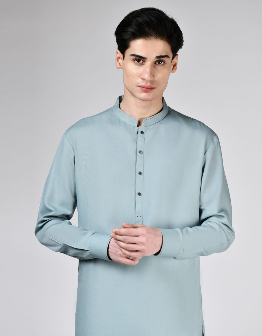 LIGHT GREEN BLENDED KAMEEZ SHALWAR | JTKS-A-46502