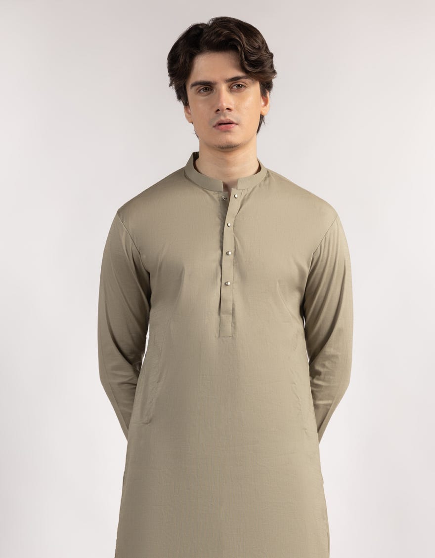CEMENT GREEN COTTON KAMEEZ SHALWAR