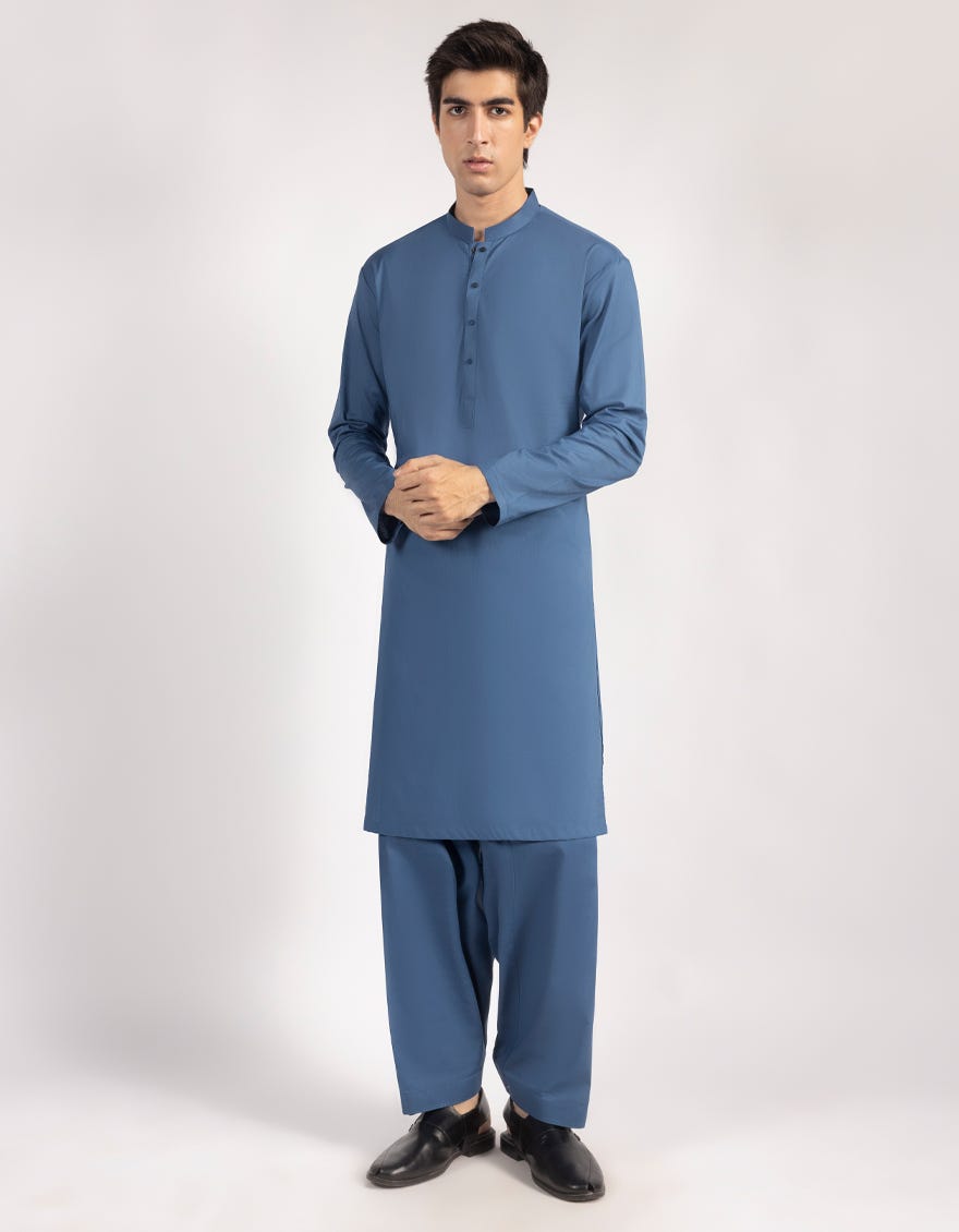 BLUE COTTON KAMEEZ SHALWAR