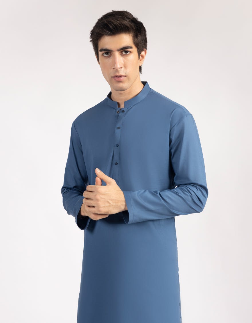 BLUE COTTON KAMEEZ SHALWAR
