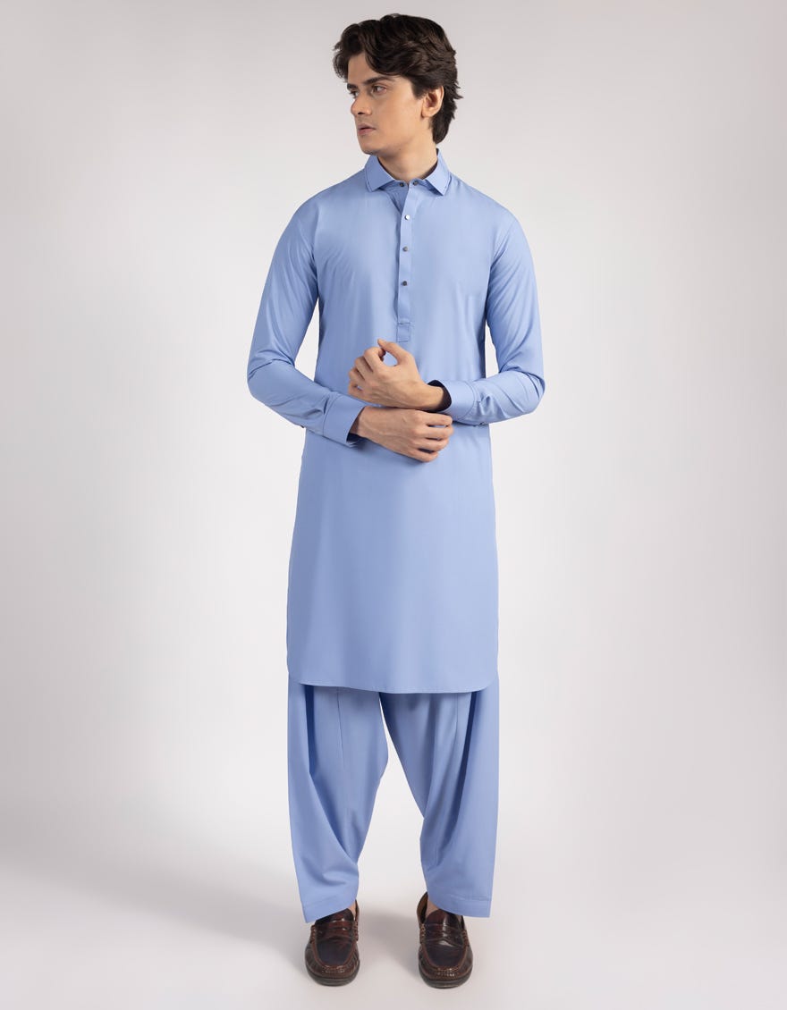 SKY BLUE BLENDED KAMEEZ SHALWAR