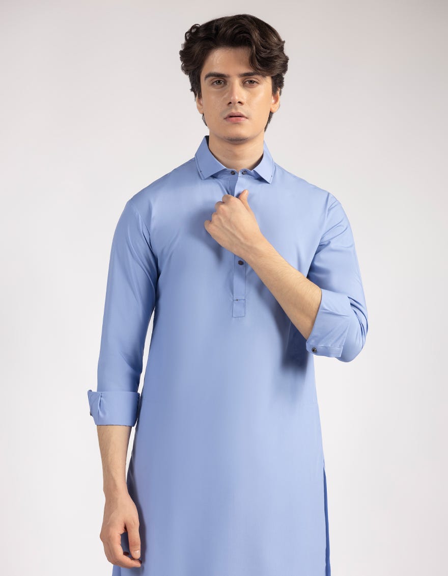 SKY BLUE BLENDED KAMEEZ SHALWAR