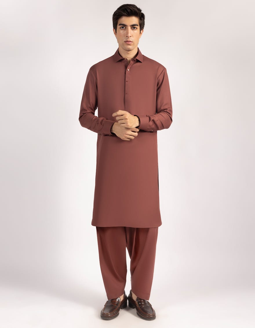 RUST BLENDED KAMEEZ SHALWAR