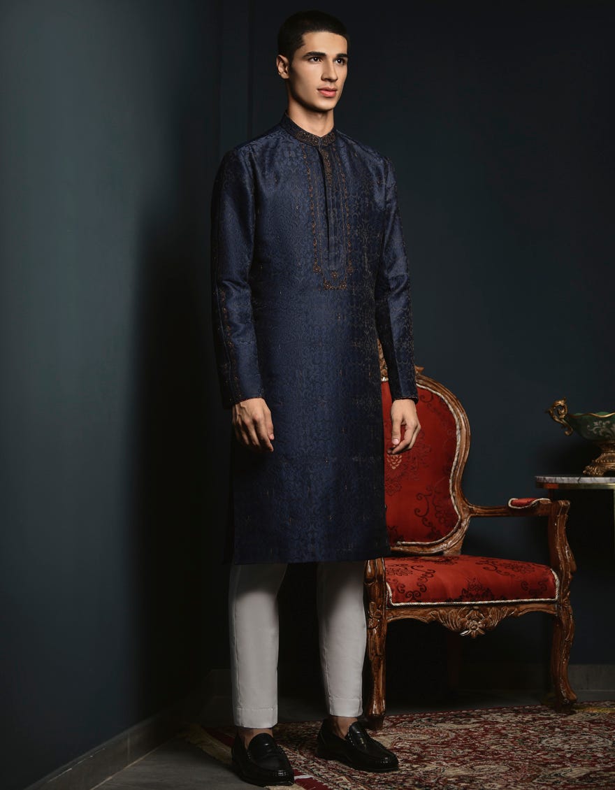 Blue Formal Teen Boy's Kurta | Jtk-Sp-48039