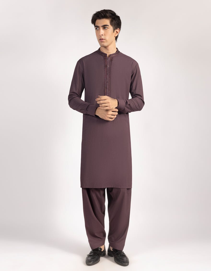 DEEP PURPLE BLENDED KAMEEZ SHALWAR