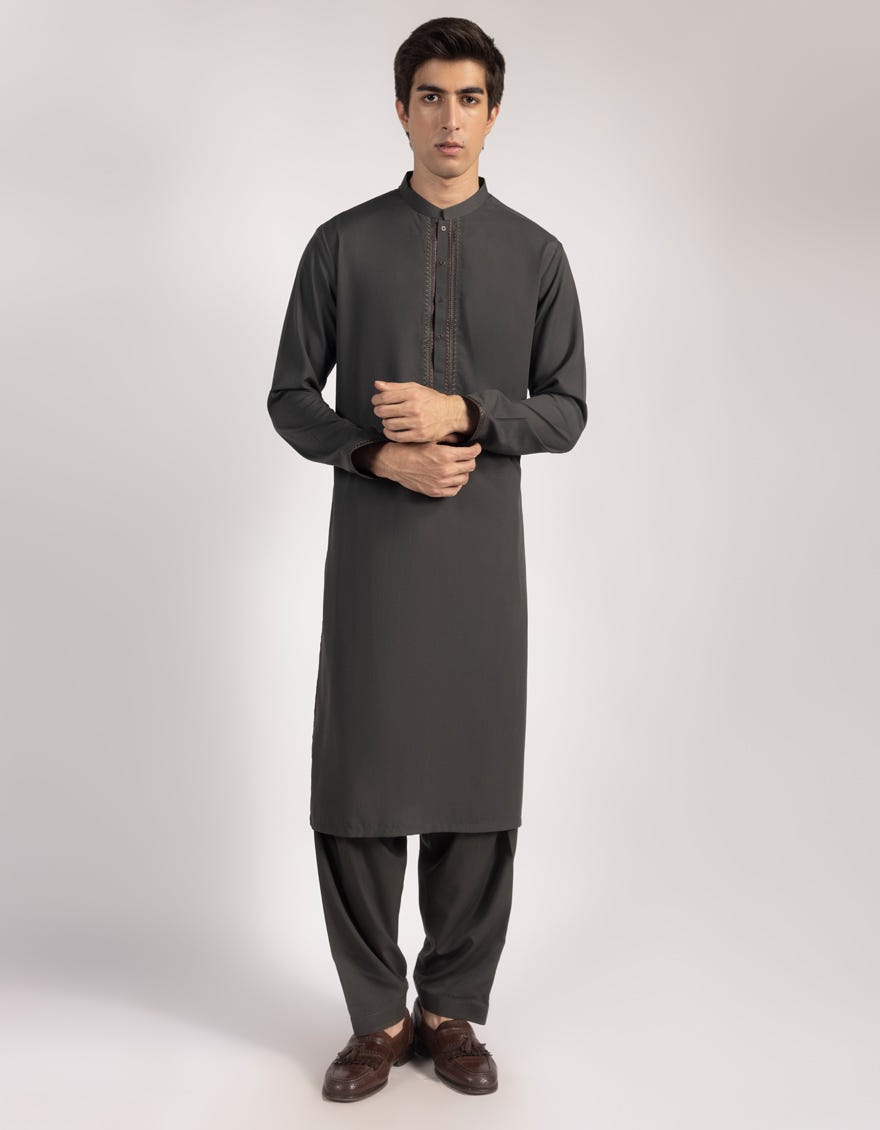 DARK GREEN BLENDED KAMEEZ SHALWAR