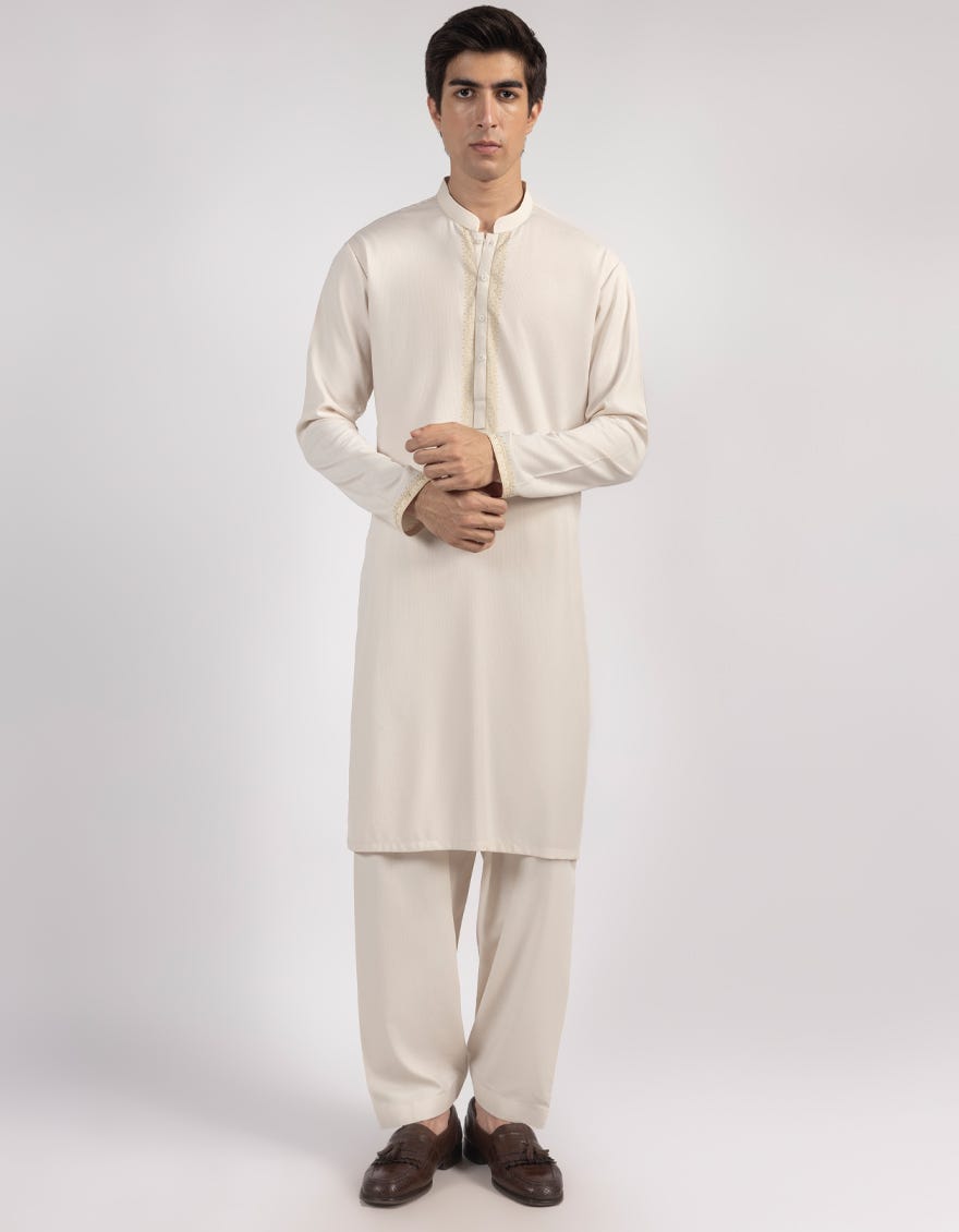 CREAM BLENDED KAMEEZ SHALWAR