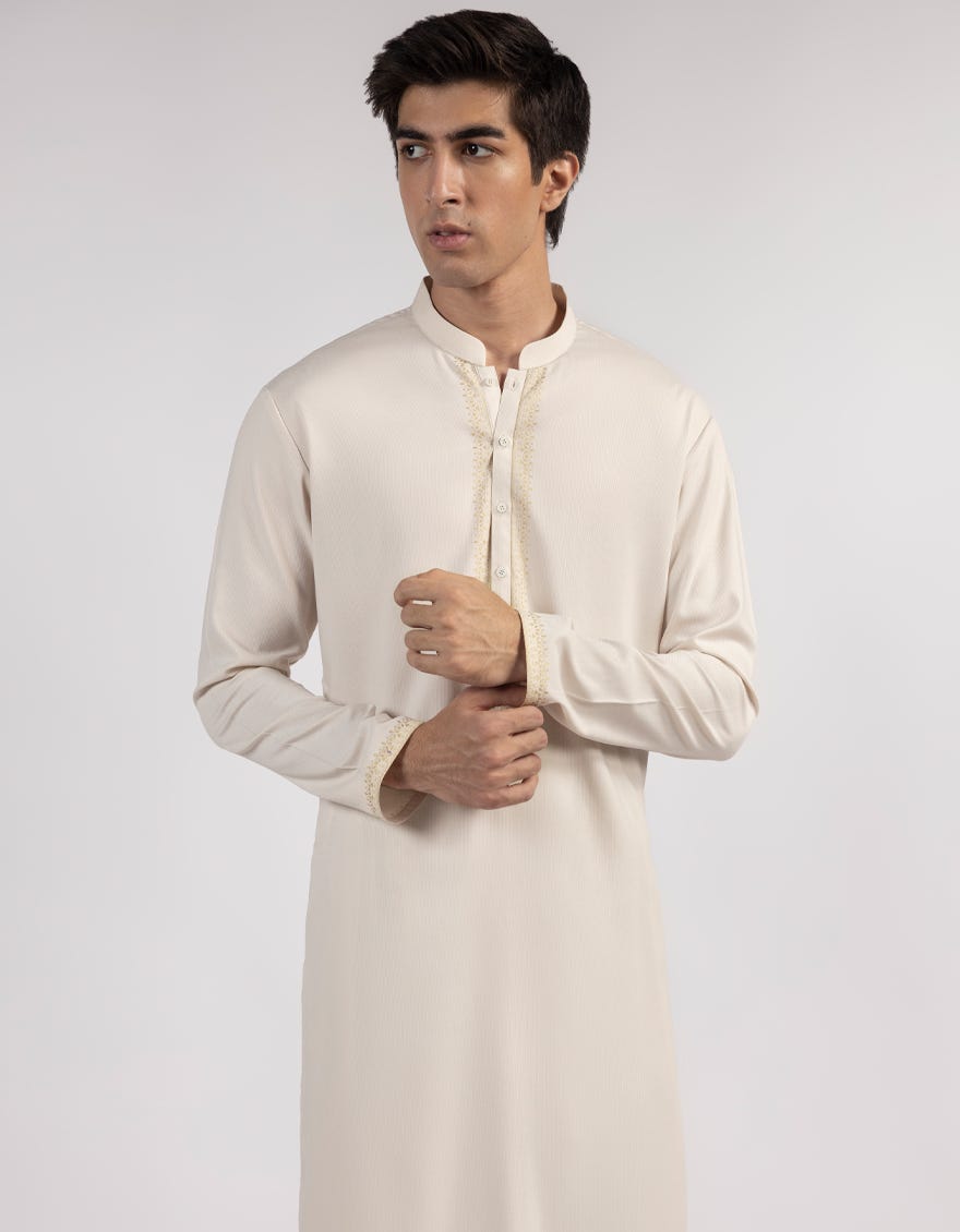 CREAM BLENDED KAMEEZ SHALWAR
