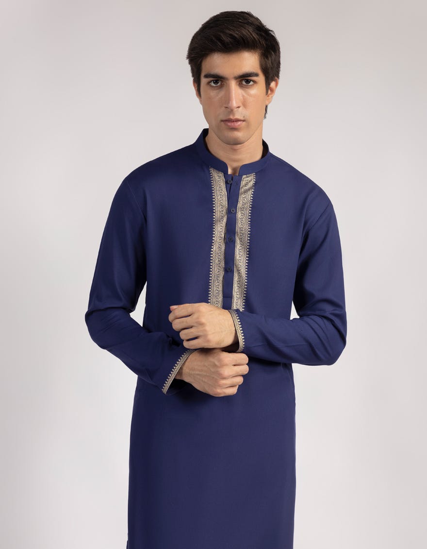 BLUE BLENDED KURTA TROUSERS