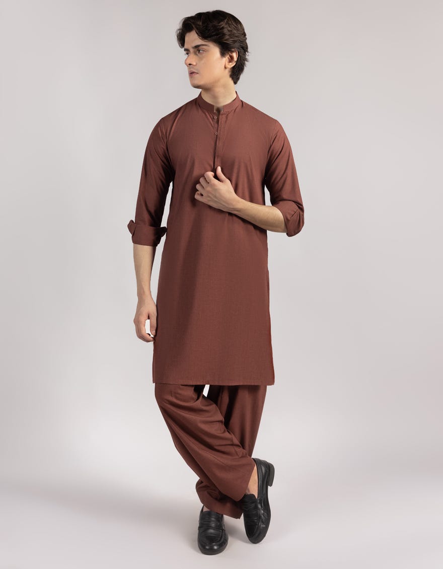 RUST BLENDED KURTA TROUSERS