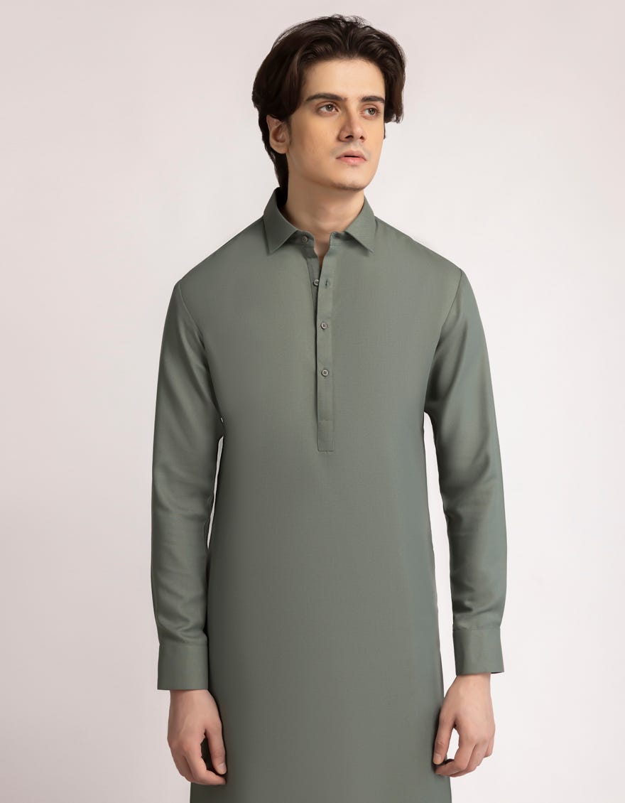 DULL GREEN CASUAL KAMEEZ SHALWAR