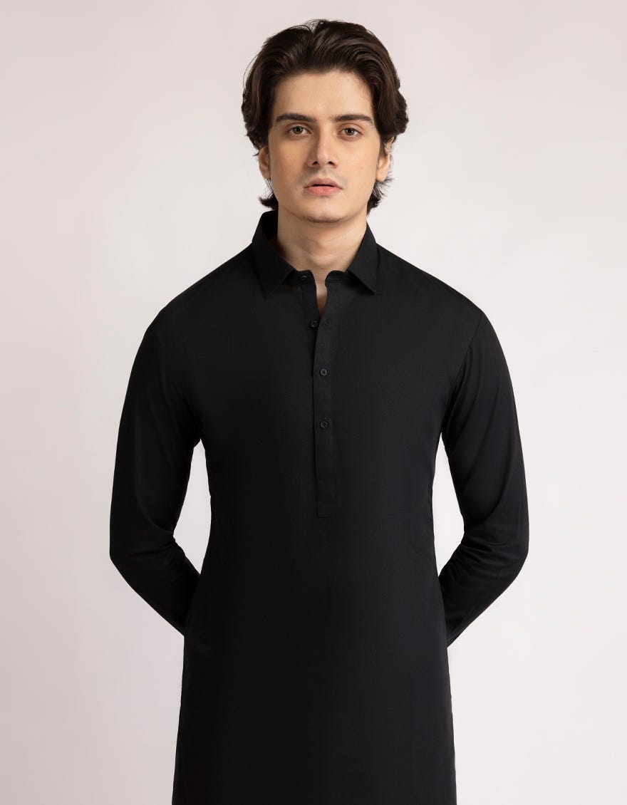 BLACK COTTON CASUAL KAMEEZ SHALWAR