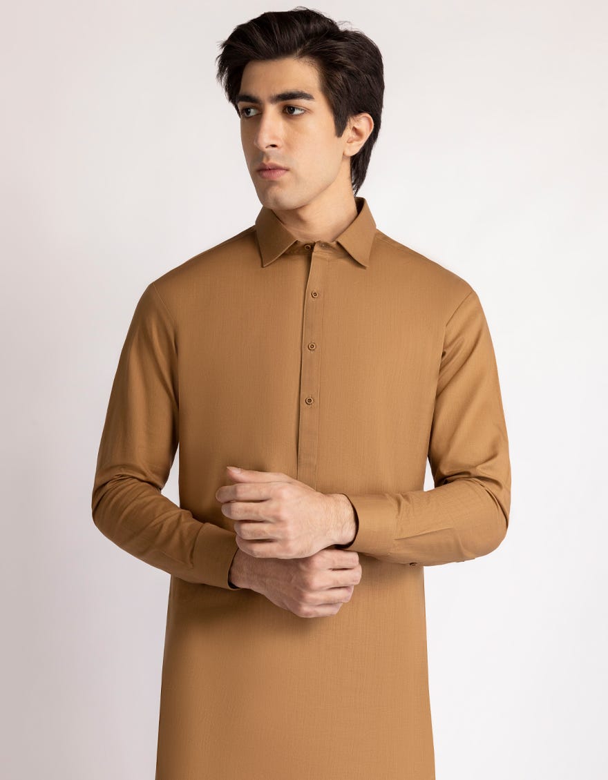BROWN COTTON CASUAL KAMEEZ SHALWAR
