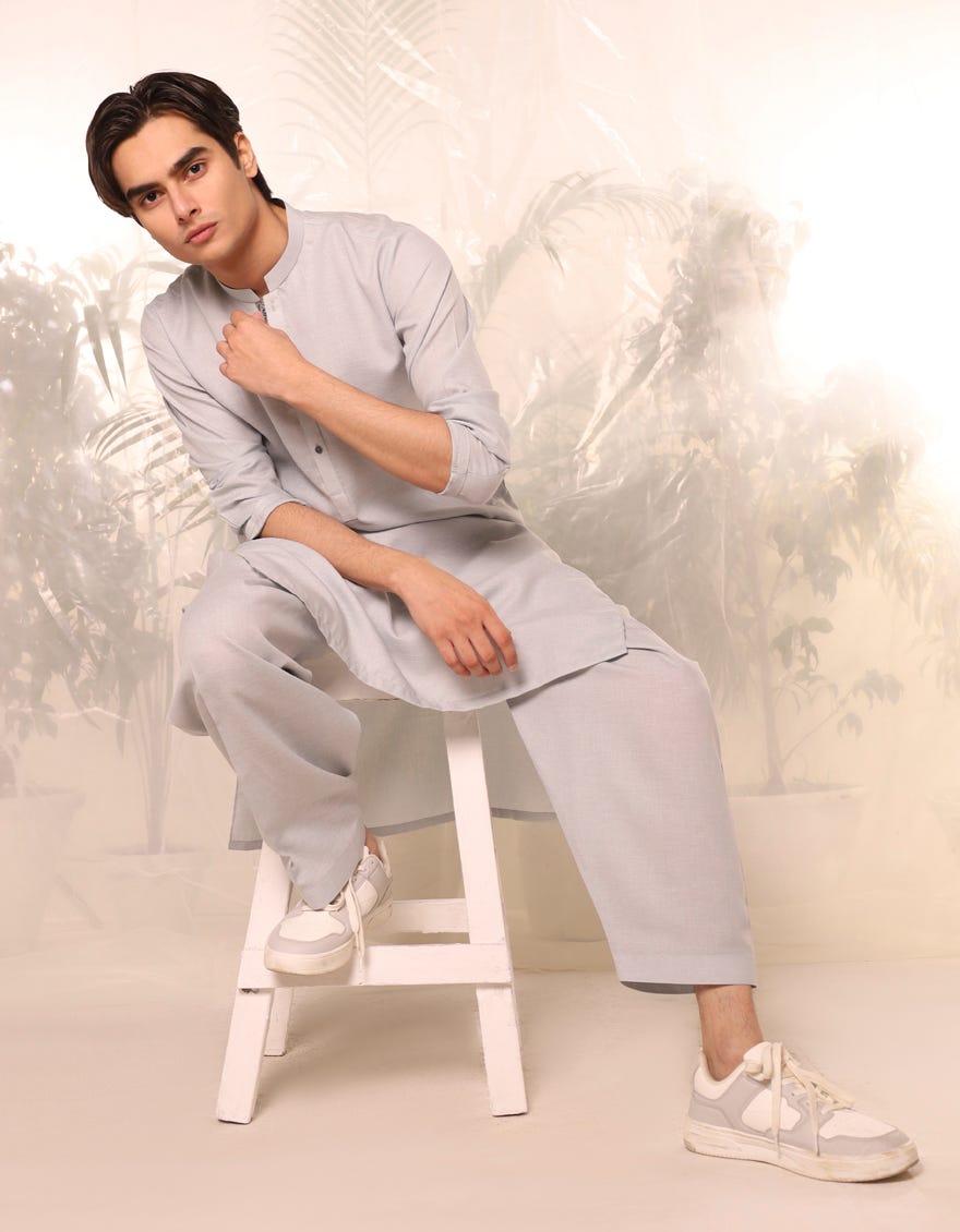 Sky Blue Blended Teen Boy's Kameez Shalwar | Jtks-A-91427
