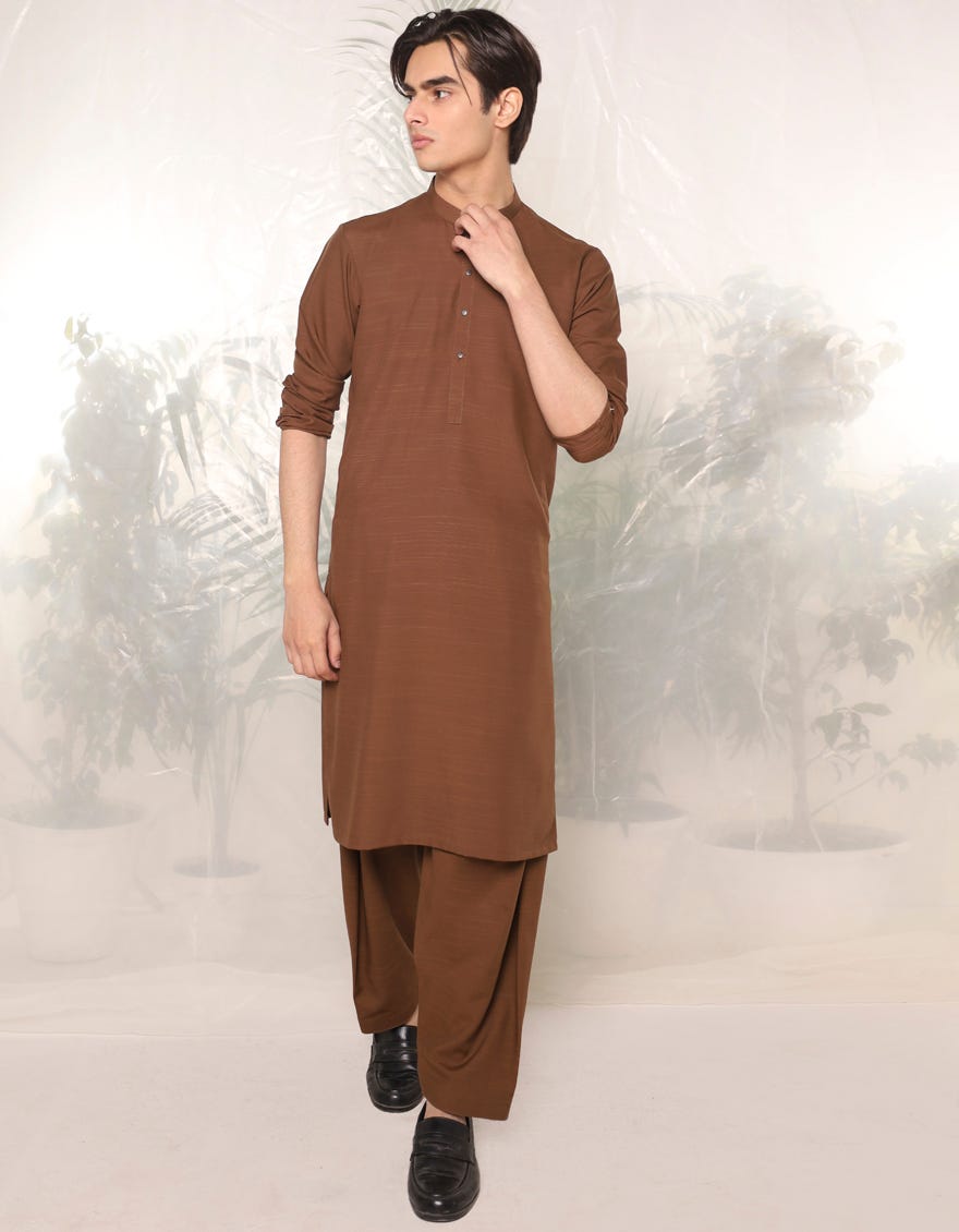 BROWN BLENDED KAMEEZ SHALWAR | JTKS-A-91429