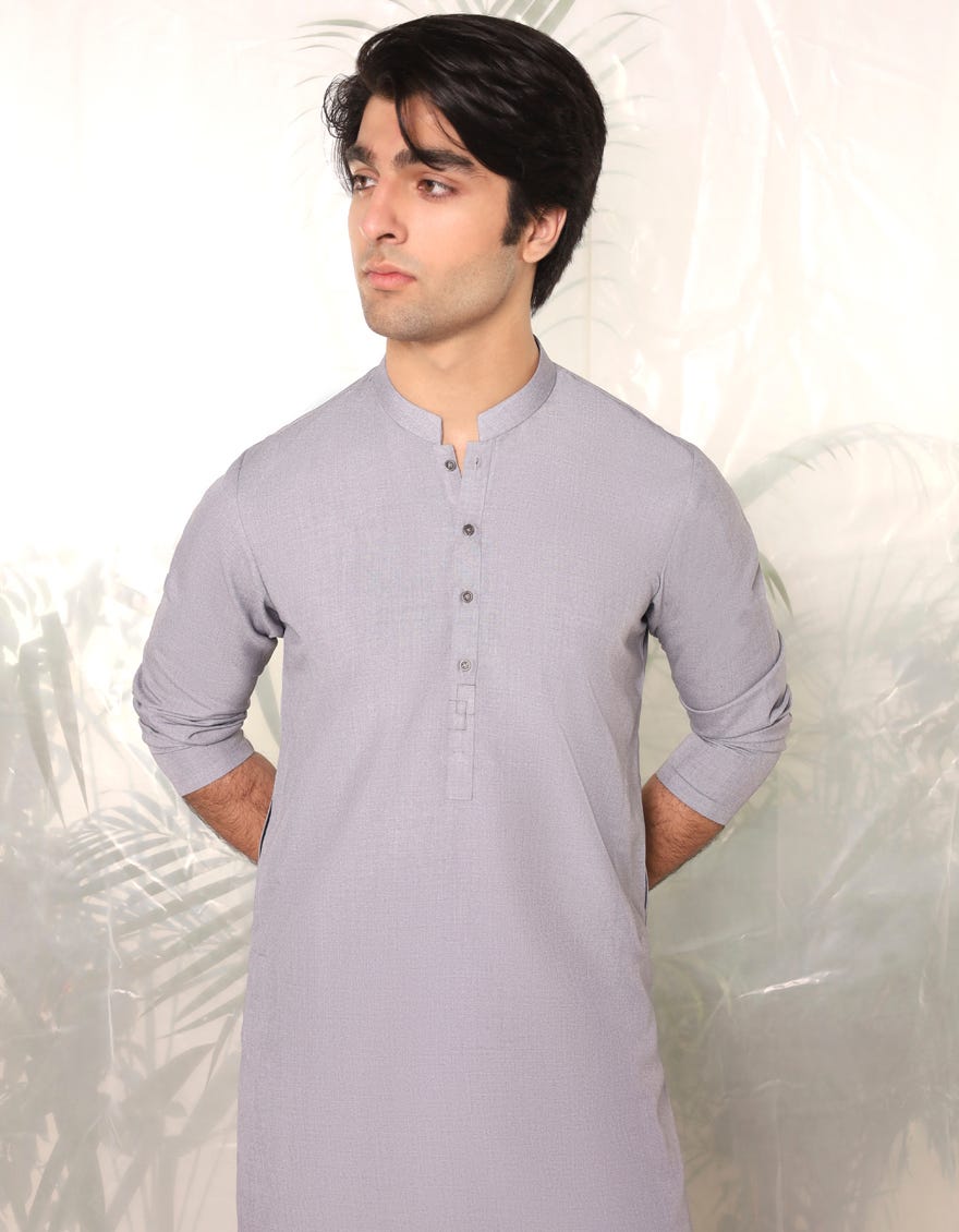 SMOKE GREY BLENDED KAMEEZ SHALWAR | JTKS-A-91430